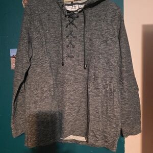 Gray Lace-Up Women's Hoodie